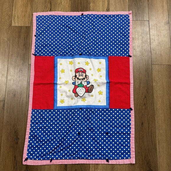 Vintage Super Mario Brothers Throw Blanket Small 38.5" x 26.25" Handmade - Picture 1 of 5